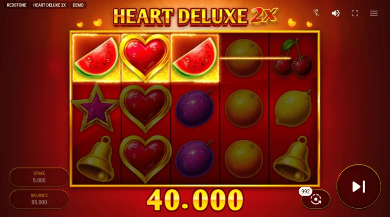 Heart Deluxe 2x - রিলে ওয়াইল্ড সহ উইনিং কম্বিনেশন